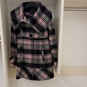 Vero Moda Pink and Black Plaid Coat